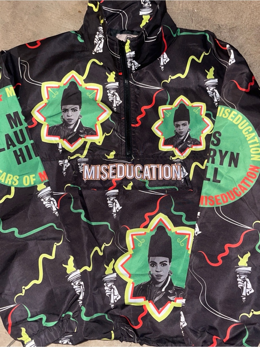 "Lauryn Hill (Miseducation)" Black Graphic Pullover Jacket